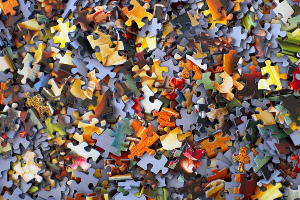 hundreds of puzzle pieces