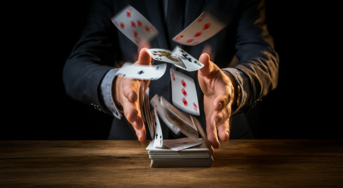 hands working cards like magic