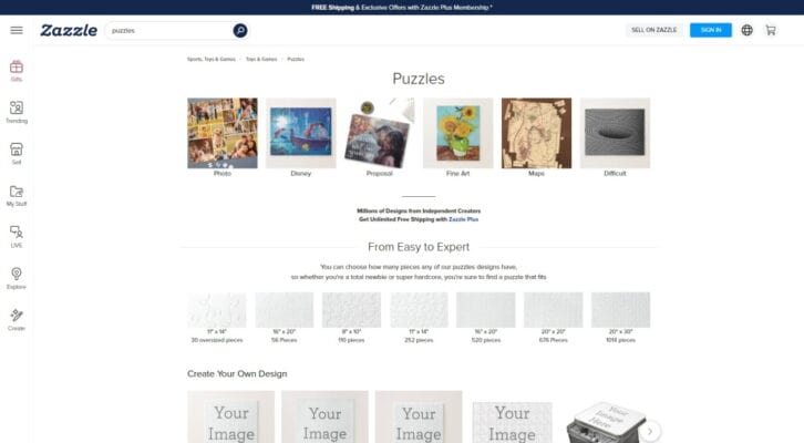 Zazzle is more suitable for complex design on custom jigsaw puzzles. The powerful builder has all the features that you can ask for.