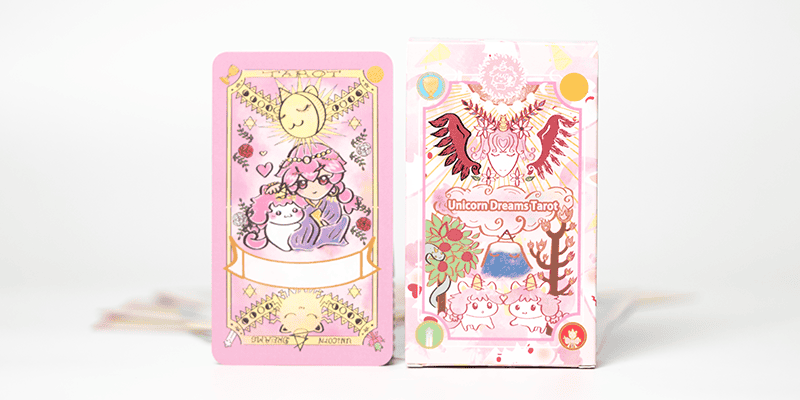 two custom designed and printed tarot cards side by side
