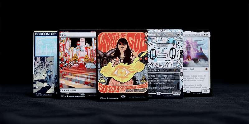 3 custom printed trading cards side by side