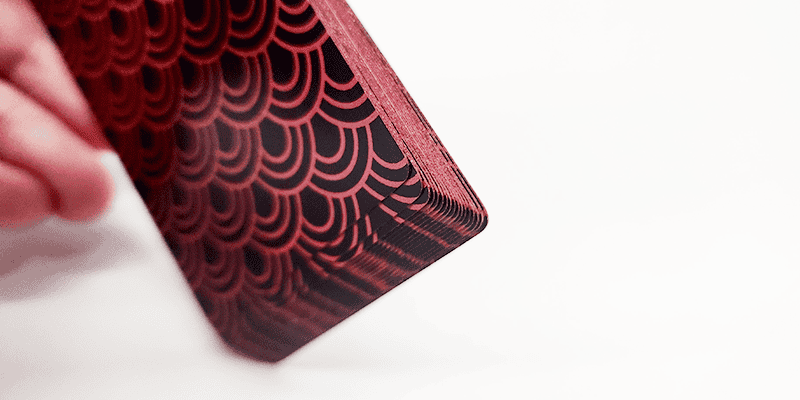 dark red and black custom designed deck of cards