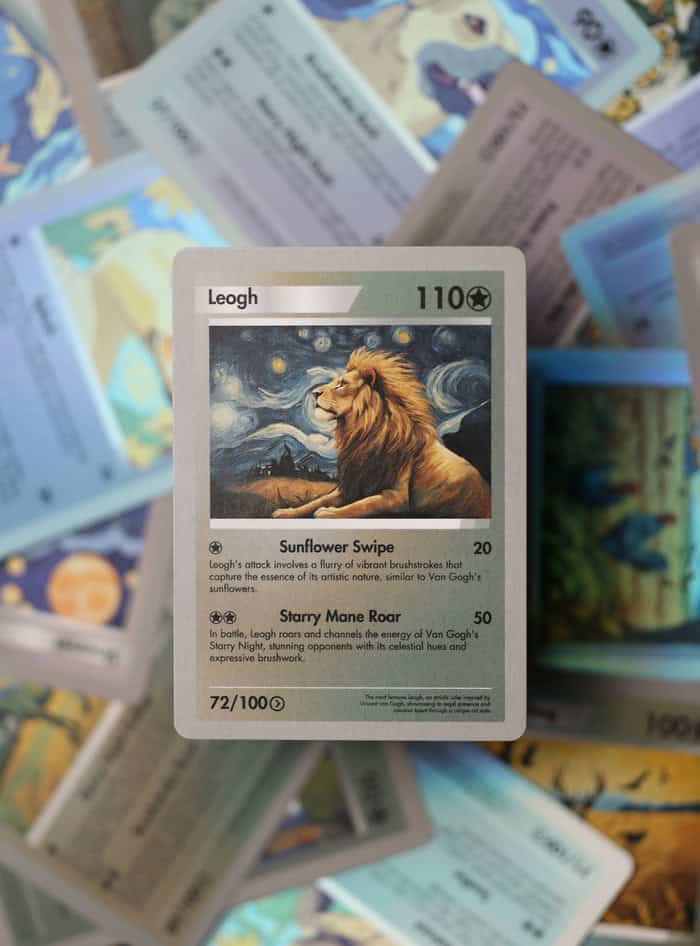 custom trading card showing a lion
