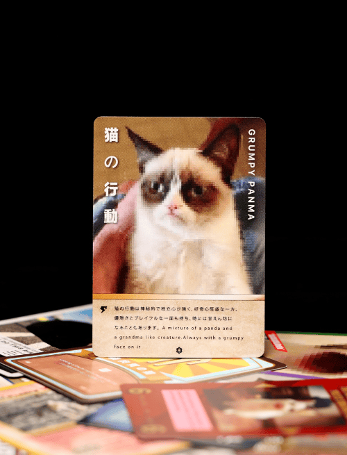 custom trading card game showing a cat