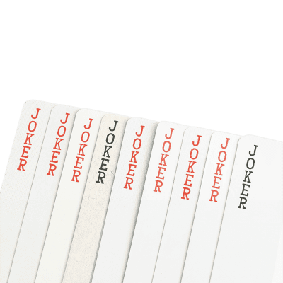 9 Joker cards, each with different card stock