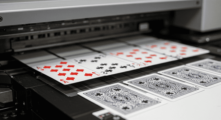 industrial printer printing playing cards