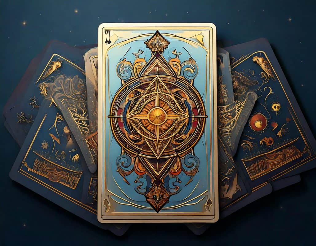 three custom designed tarot cards with medieval theme