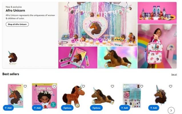 screenshot of afro unicorn website
