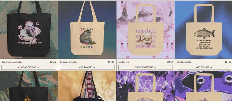 Different designed tote bags