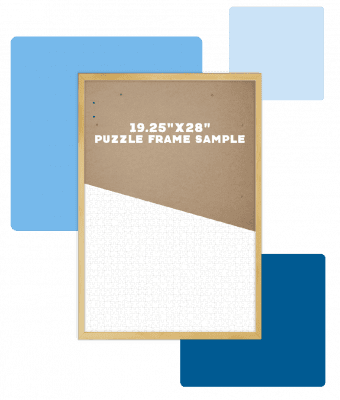 puzzle frame with wooden colored edge