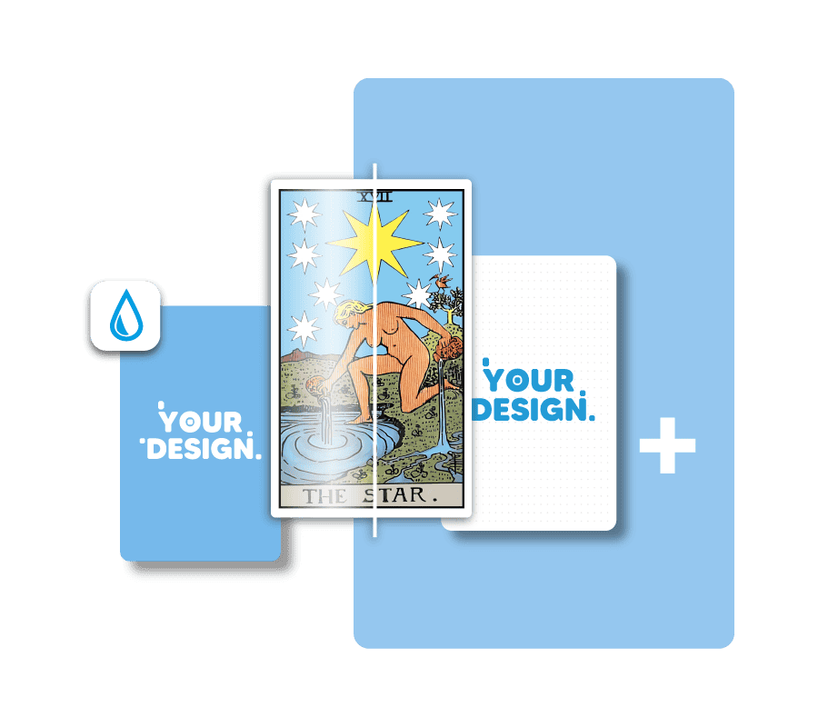 single custom design tarot card next to design templates