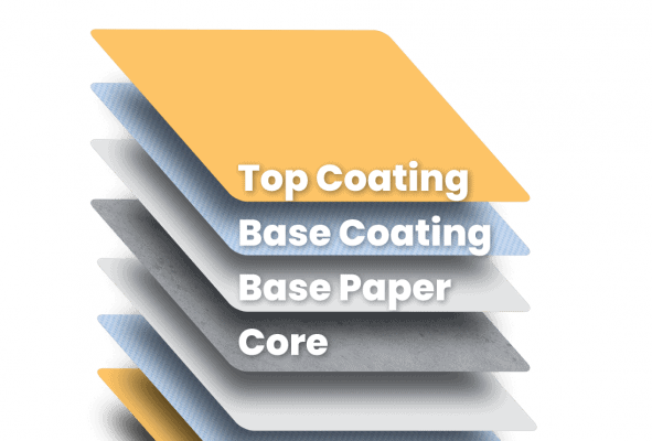 Design showing the different layers in a card stock and with the core in the middle