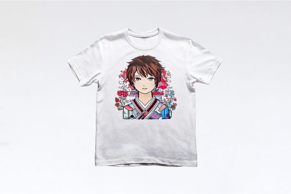 white t shirt with image printed on the front