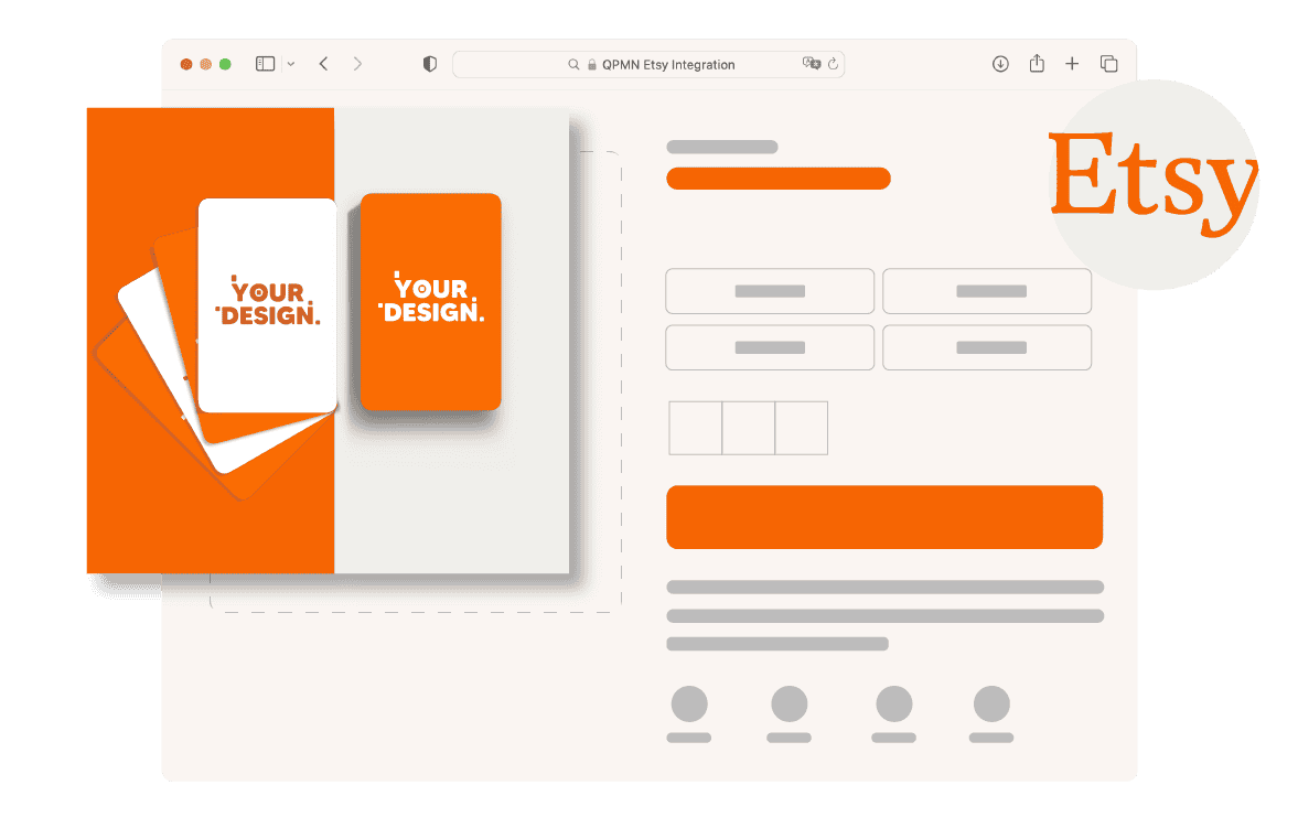 Etsy logo with a page design that looks like a product page