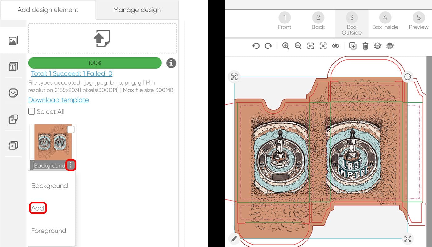 screenshot of qpmn design tool showing how to add image