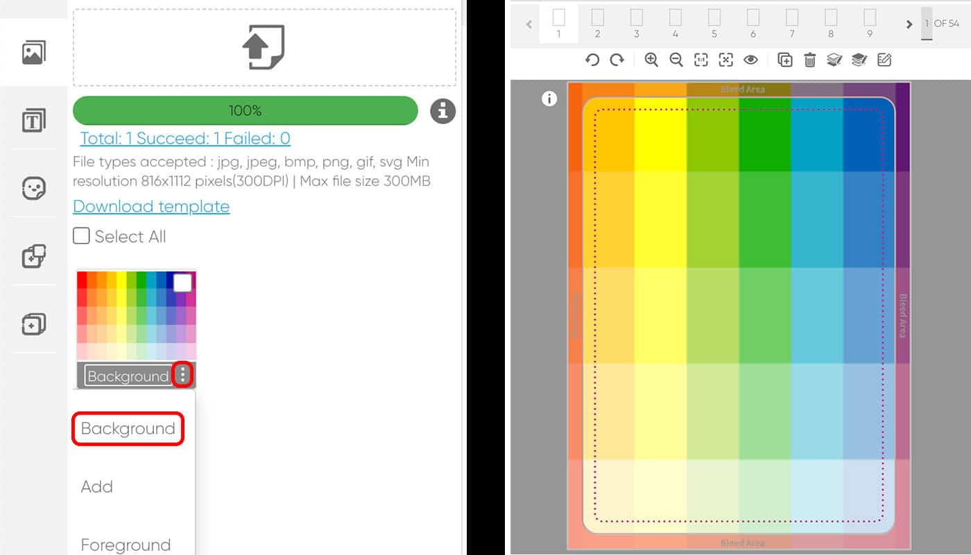 screenshot of qpmn design tool with image uploaded as background