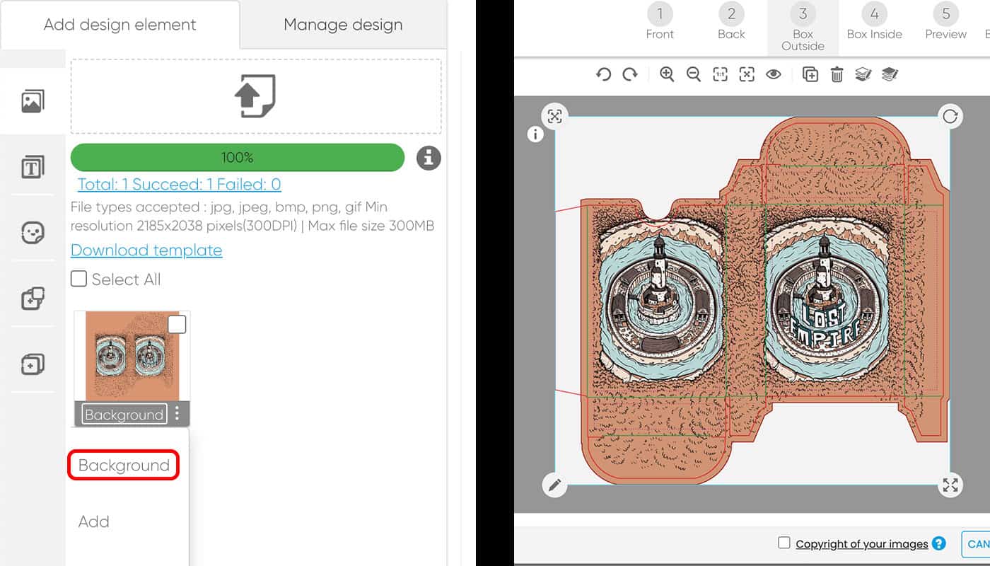 screenshot of qpmn design tool highlighting background button location