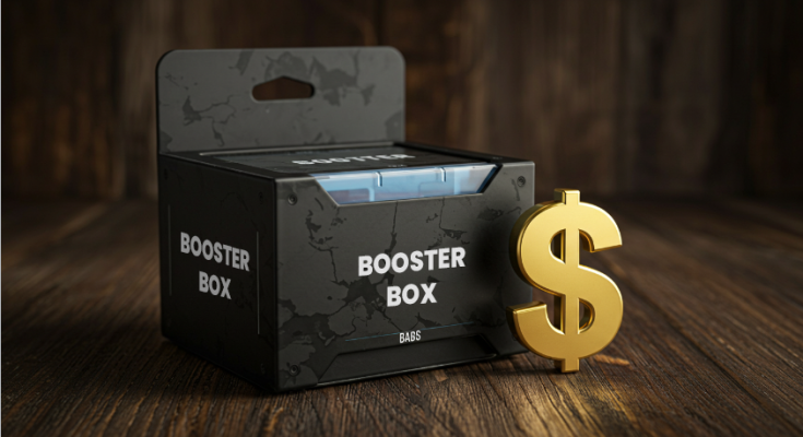 TCG booster box with dollar sign