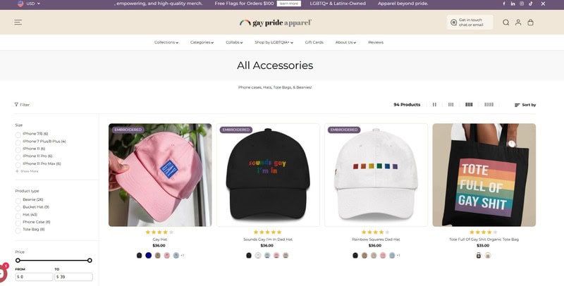 gay pride accessories screenshot