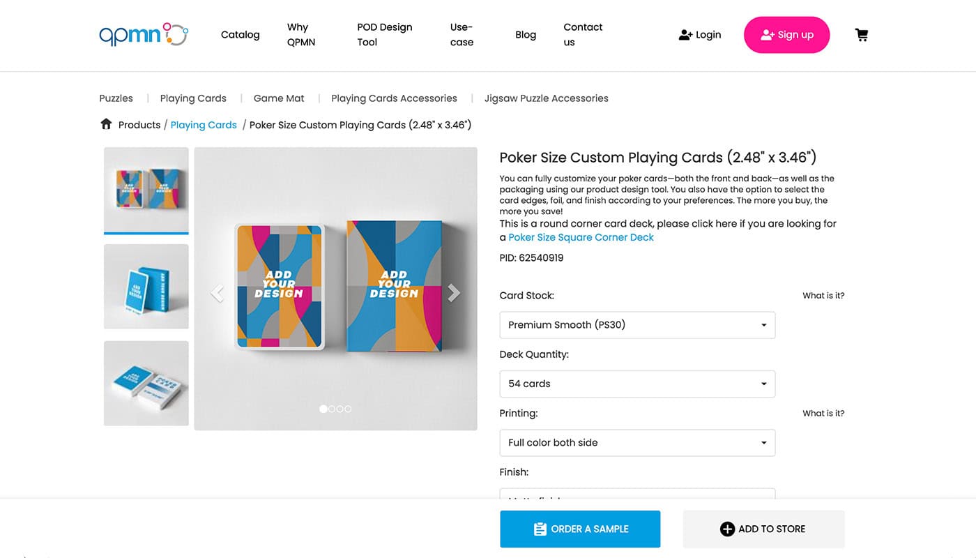 QPMN screenshot of product
