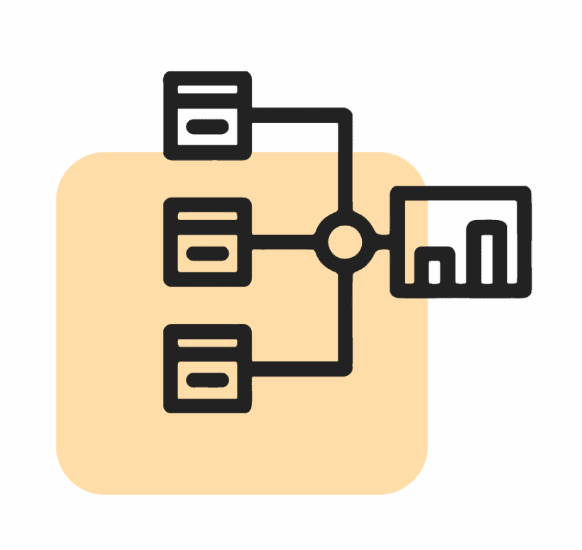 sideways chart showing boxes connecting together