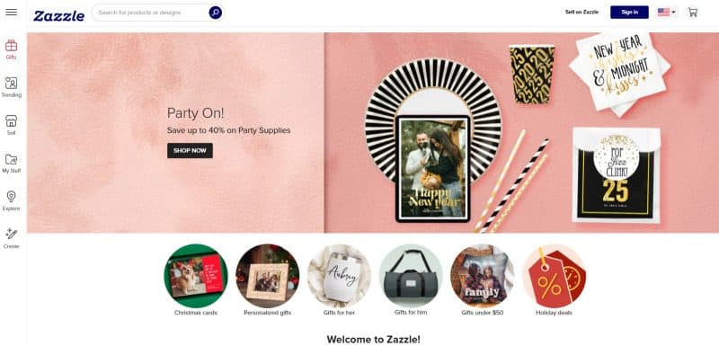 screenshot of Zazzle Platform