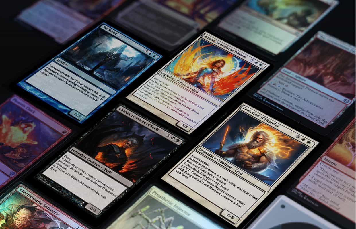 equally laid out custom designed trading cards