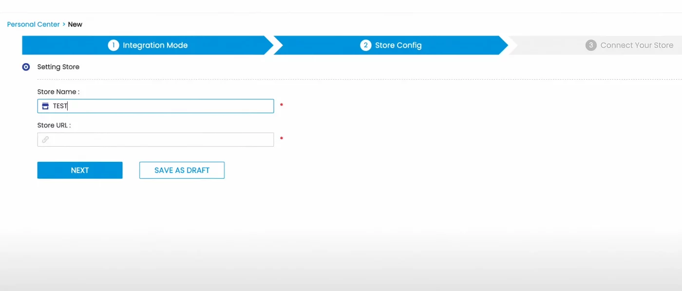 Enter store details screenshot