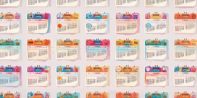 rows and rows of calenders