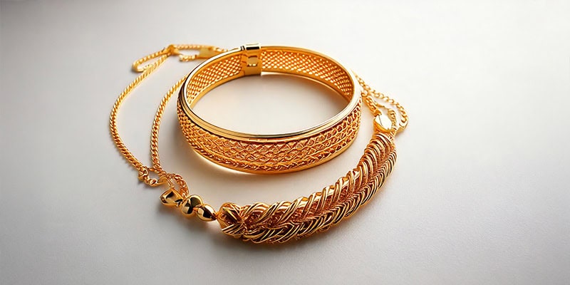 gold bracelet and necklace