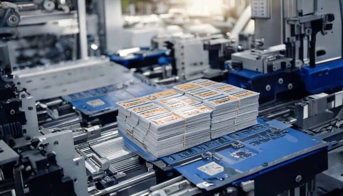 Industrial printing with cards