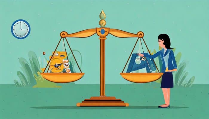 cartoon women using a tipping scale