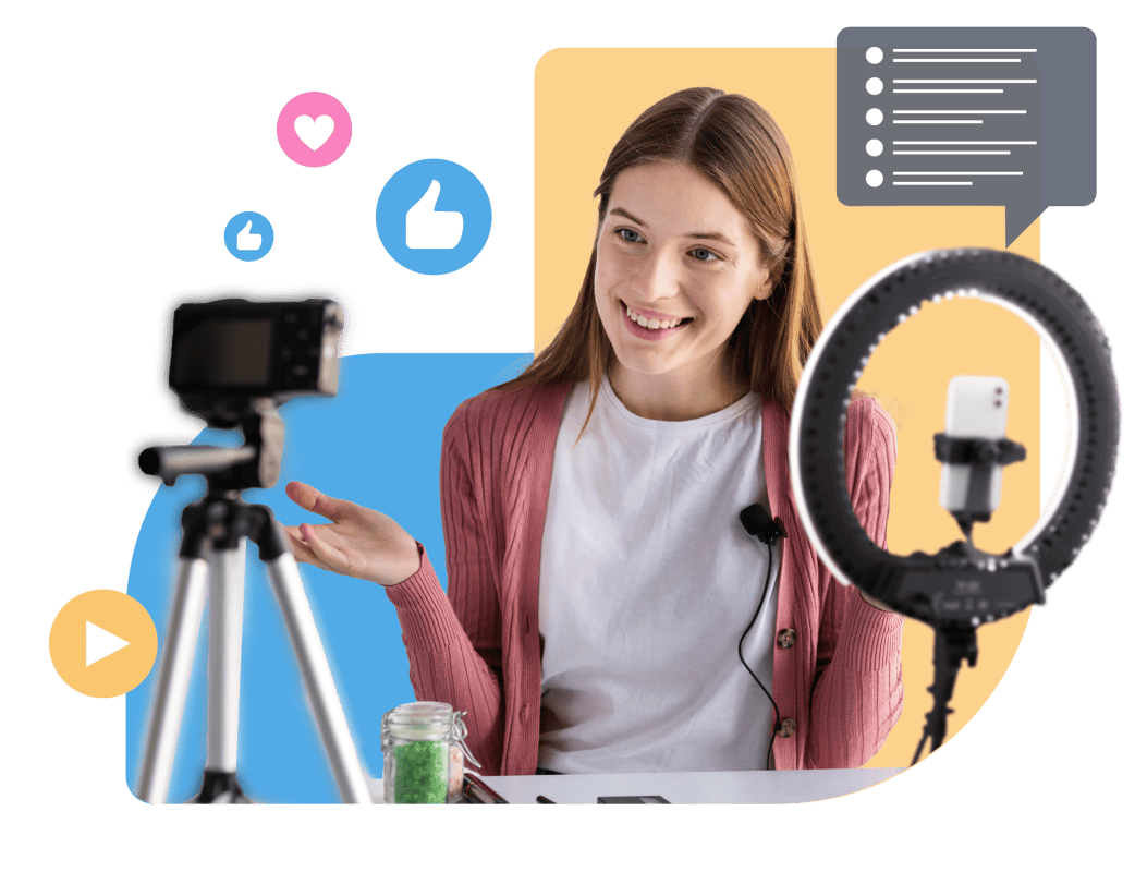 women with camera and lighting equipment