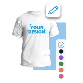 white t shirt with your design written in blue on it