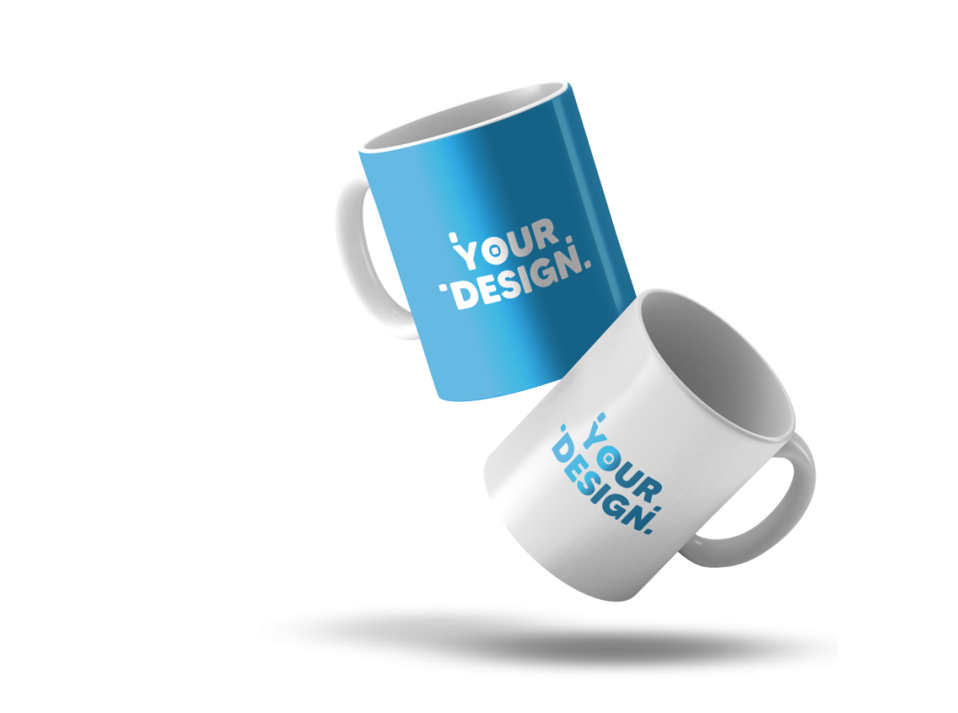 two custom mugs