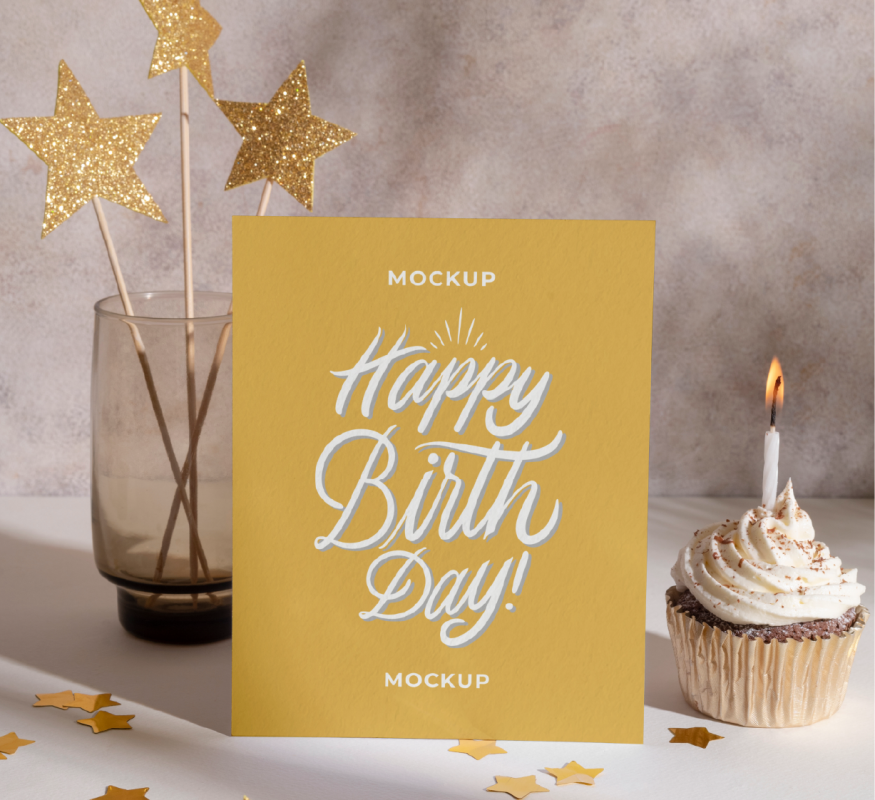 yellow birthday card