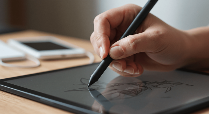 hand draw tarot mystic sketches on tablet