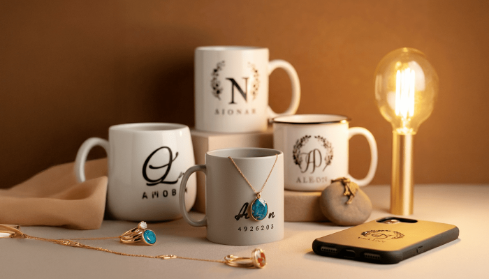 personalized products on a table