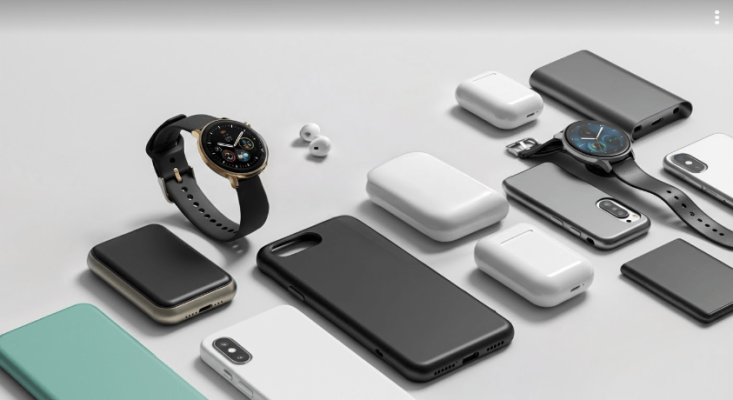 table with tech gadgets