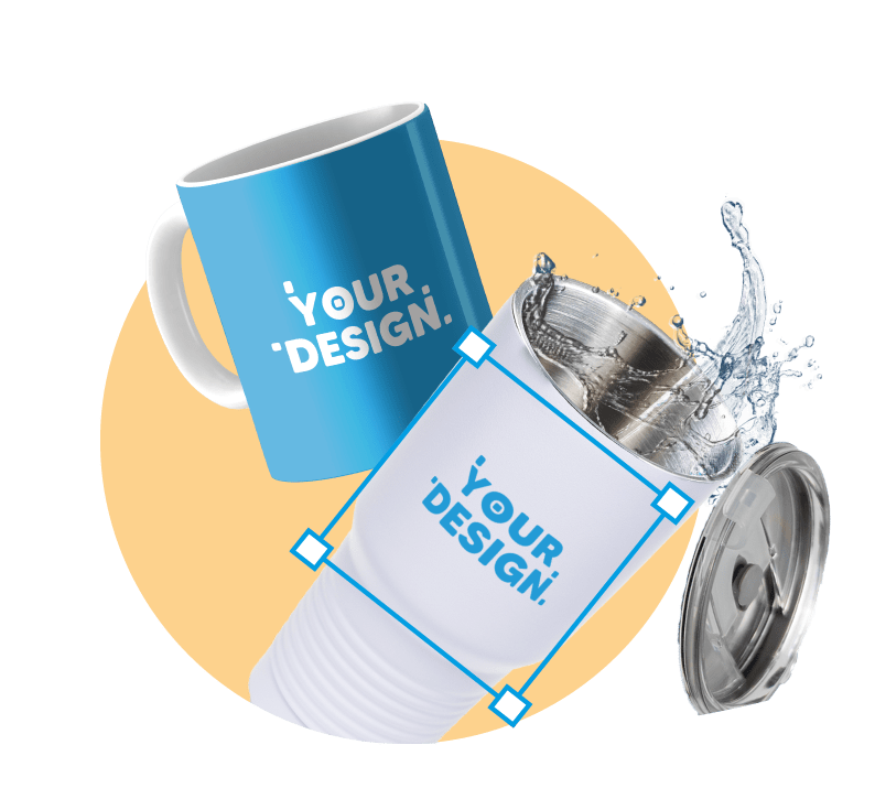 print on demand custom mug and tumbler with your design written on it