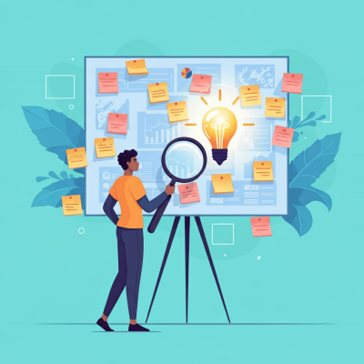 Person analyzing niche ideas on a board
